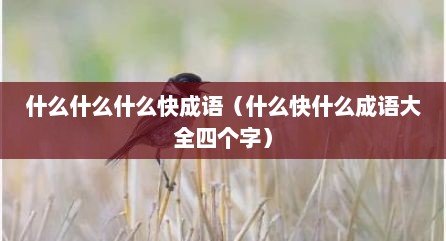 什么什么什么快成语（什么快什么成语大全四个字）