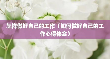 怎样做好自己的工作（如何做好自己的工作心得体会）