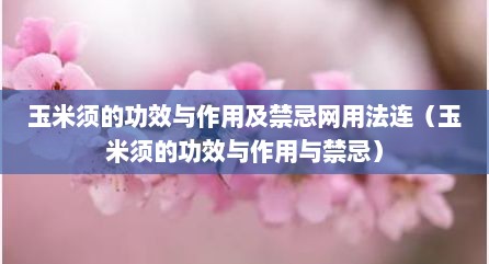 玉米须的功效与作用及禁忌网用法连（玉米须的功效与作用与禁忌）
