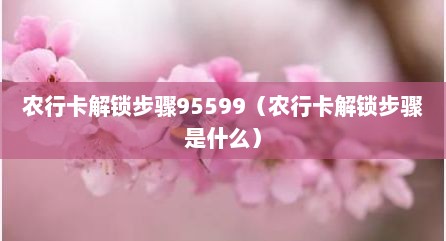 农行卡解锁步骤95599（农行卡解锁步骤是什么）