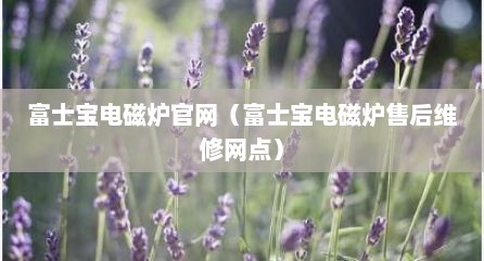 富士宝电磁炉官网（富士宝电磁炉售后维修网点）