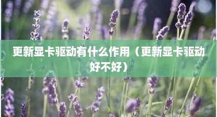 更新显卡驱动有什么作用（更新显卡驱动好不好）
