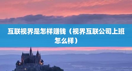互联视界是怎样赚钱（视界互联公司上班怎么样）