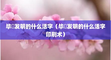 毕昇发明的什么活字（毕昇发明的什么活字印刷术）