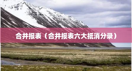 合并报表（合并报表六大抵消分录）