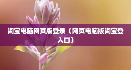 淘宝电脑网页版登录（网页电脑版淘宝登入口）