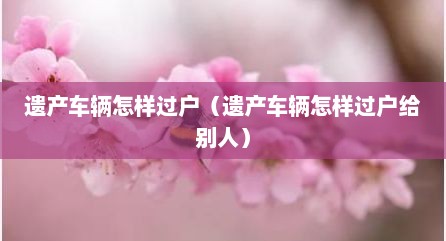 遗产车辆怎样过户（遗产车辆怎样过户给别人）