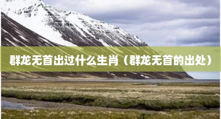 群龙无首出过什么生肖（群龙无首的出处）