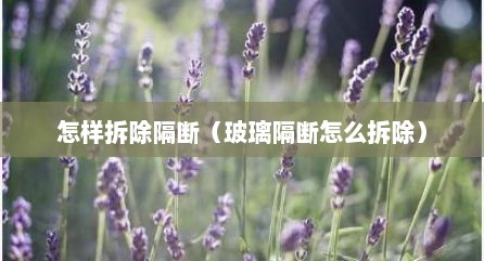 怎样拆除隔断（玻璃隔断怎么拆除）