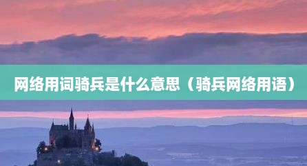 网络用词骑兵是什么意思（骑兵网络用语）