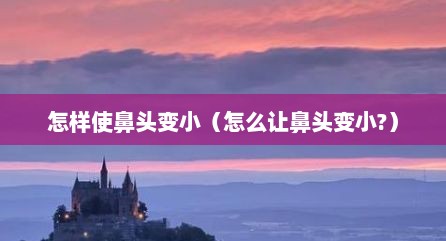 怎样使鼻头变小（怎么让鼻头变小?）