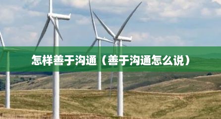 怎样善于沟通（善于沟通怎么说）