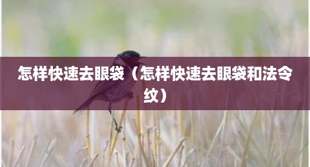 怎样快速去眼袋（怎样快速去眼袋和法令纹）