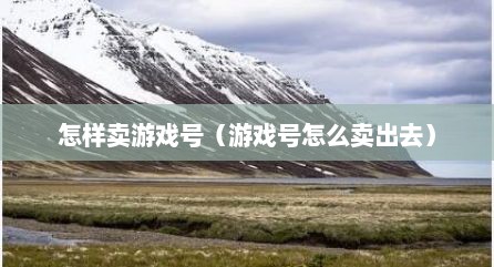 怎样卖游戏号（游戏号怎么卖出去）