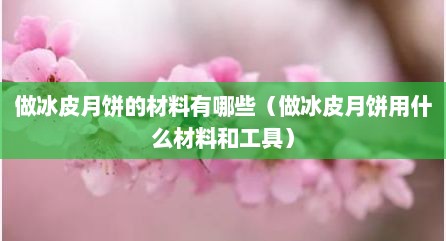 做冰皮月饼的材料有哪些（做冰皮月饼用什么材料和工具）