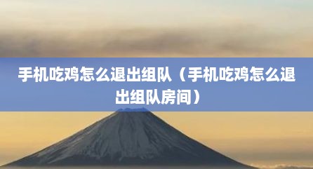 手机吃鸡怎么退出组队（手机吃鸡怎么退出组队房间）