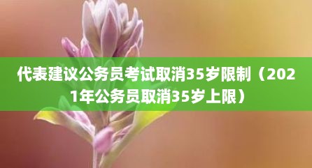 代表建议公务员考试取消35岁限制（2021年公务员取消35岁上限）