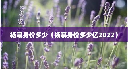 杨幂身价多少（杨幂身价多少亿2022）