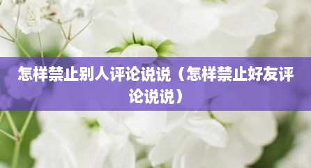 怎样禁止别人评论说说（怎样禁止好友评论说说）