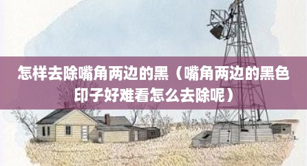 怎样去除嘴角两边的黑（嘴角两边的黑色印子好难看怎么去除呢）