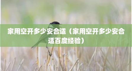 家用空开多少安合适（家用空开多少安合适百度经验）