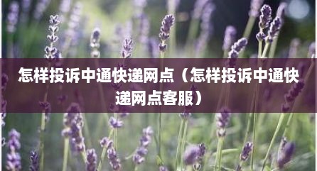 怎样投诉中通快递网点（怎样投诉中通快递网点客服）
