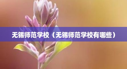 无锡师范学校（无锡师范学校有哪些）