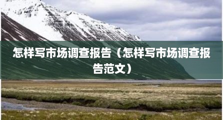 怎样写市场调查报告（怎样写市场调查报告范文）