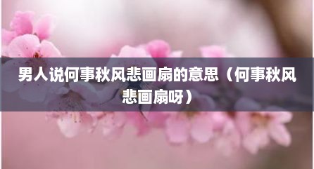 男人说何事秋风悲画扇的意思（何事秋风悲画扇呀）