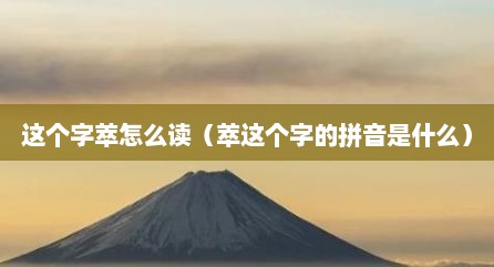 这个字萃怎么读（萃这个字的拼音是什么）