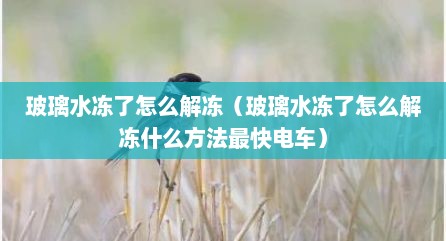 玻璃水冻予怎么解冻（玻璃水冻予怎么解冻什么方法最快电车）