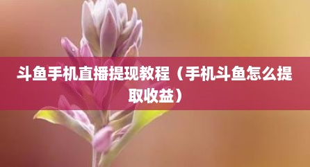 斗鱼手机直播提现教程（手机斗鱼怎么提取收益）