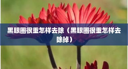 黑眼圈很重怎样去除（黑眼圈很重怎样去除掉）
