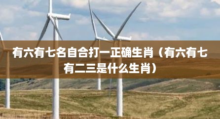 有六有七名自合打一正确生肖（有六有七有二三是什么生肖）