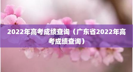 2022年高考成绩查询（广东省2022年高考成绩查询）