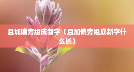 且加偏旁组成新字（且加偏旁组成新字什么长）