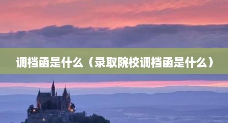 调档函是什么（录取院校调档函是什么）
