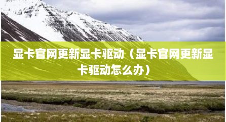 显卡官网更新显卡驱动（显卡官网更新显卡驱动怎么办）