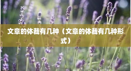 文章的体裁有几种（文章的体裁有几种形式）
