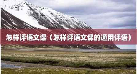 怎样评语文课（怎样评语文课的通用评语）