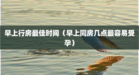 早上行房最佳时间（早上同房几点最容易受孕）