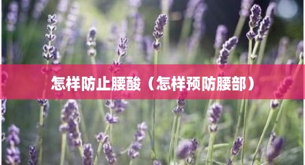 怎样防止腰酸（怎样预防腰部）