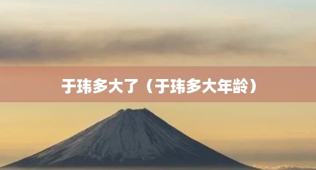 于玮多大了（于玮多大年龄）