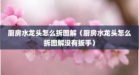 厨房水龙头怎么拆图解（厨房水龙头怎么拆图解没有扳手）