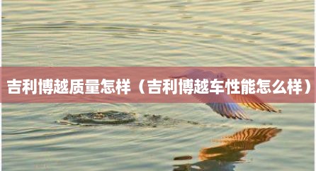 吉利博越质量怎样（吉利博越车性能怎么样）