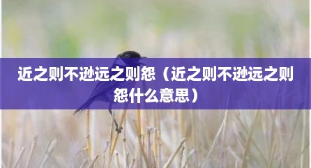 近之则不逊远之则怨（近之则不逊远之则怨什么意思）