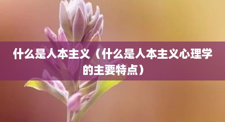 什么是人本主义（什么是人本主义心理学的主要特点）