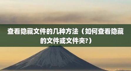 查看隐藏文件的几种方法（如何查看隐藏的文件或文件夹?）