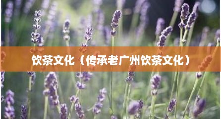 饮茶文化（传承老广州饮茶文化）