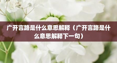 广开言路是什么意思解释（广开言路是什么意思解释下一句）